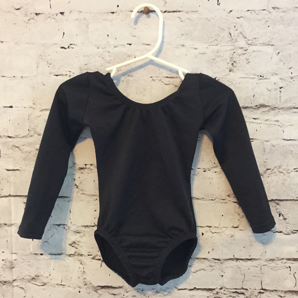 Girls black long sleeve dance leotard 12M